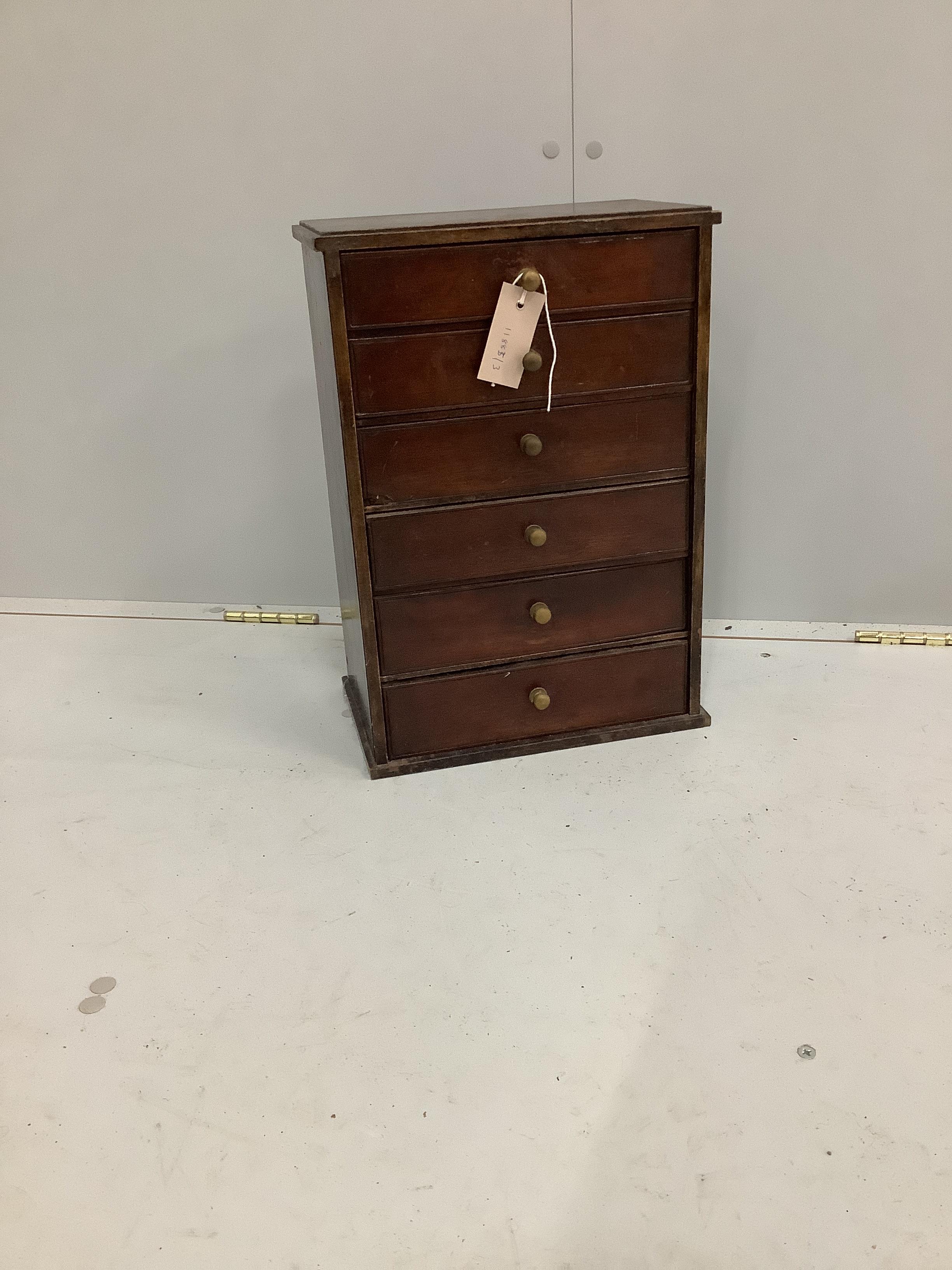 A Victorian six drawer collector's chest, width 30cm, depth 18cm, height 43cm
